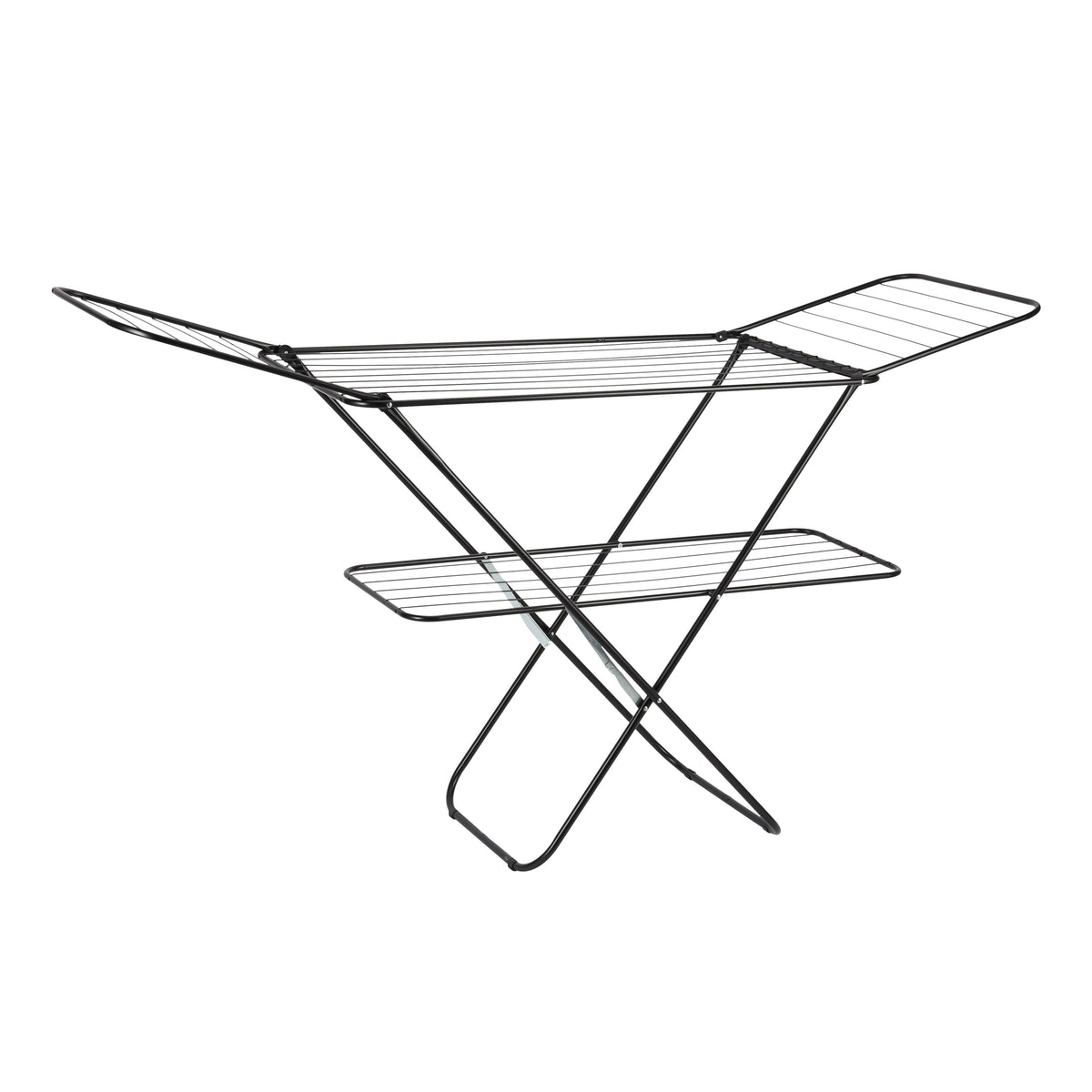 2-Layer Clothes Drying Stand with Attached Cloth Rack – 27m Drying Space, Foldable Laundry Drying Rack, Rust-Resistant Iron Frame
