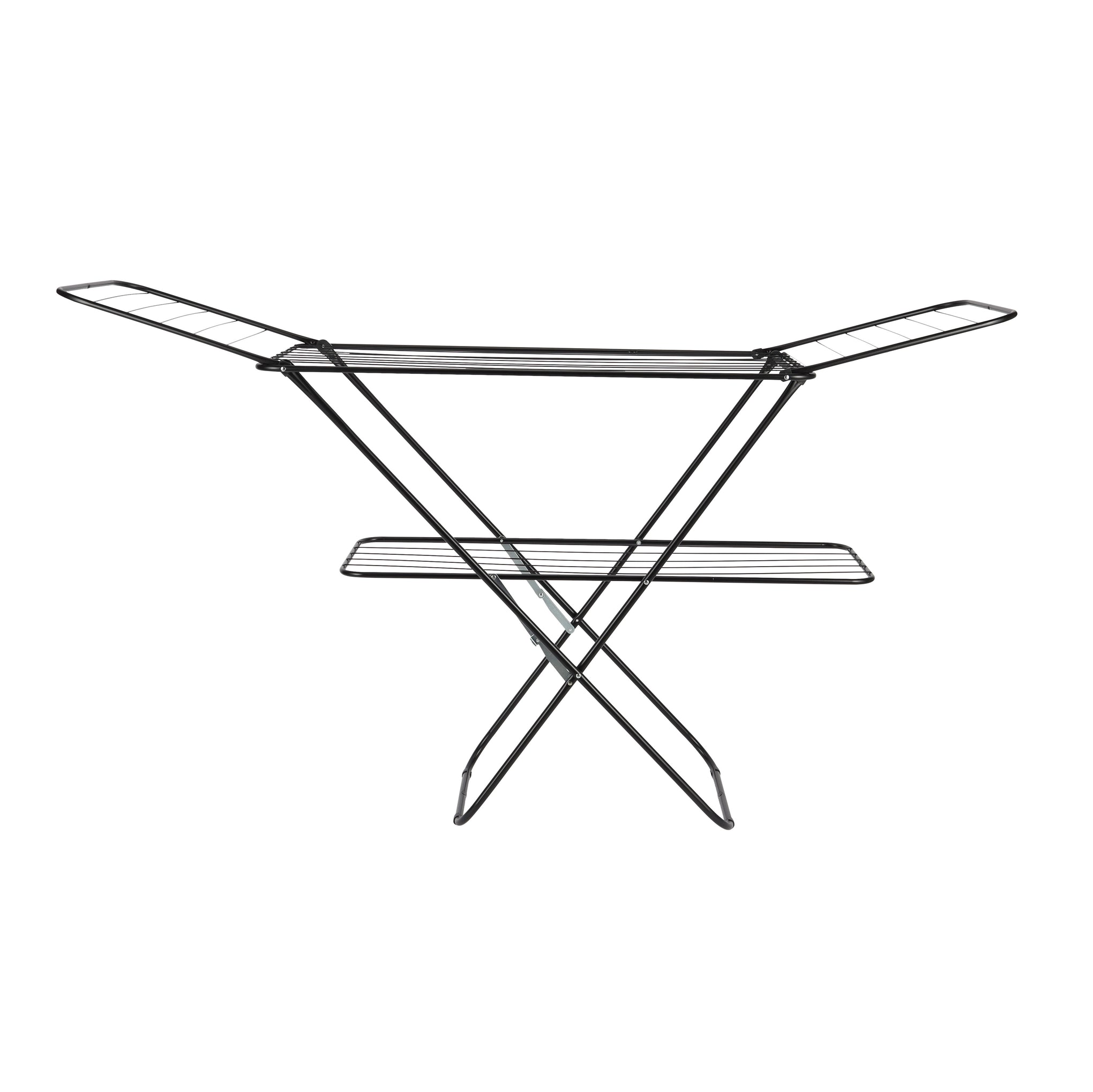 2-Layer Clothes Drying Stand with Attached Cloth Rack – 27m Drying Space, Foldable Laundry Drying Rack, Rust-Resistant Iron Frame