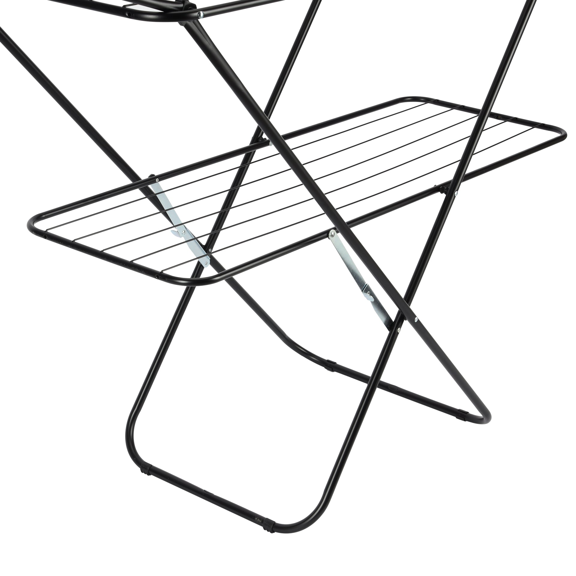 2-Layer Clothes Drying Stand with Attached Cloth Rack – 27m Drying Space, Foldable Laundry Drying Rack, Rust-Resistant Iron Frame