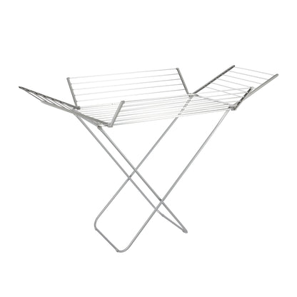 4-Wing Foldable Clothes Drying Stand – 29m Drying Space, 23kg Capacity, Aluminum Frame with Iron Legs, Indoor & Outdoor Laundry Rack – Silver