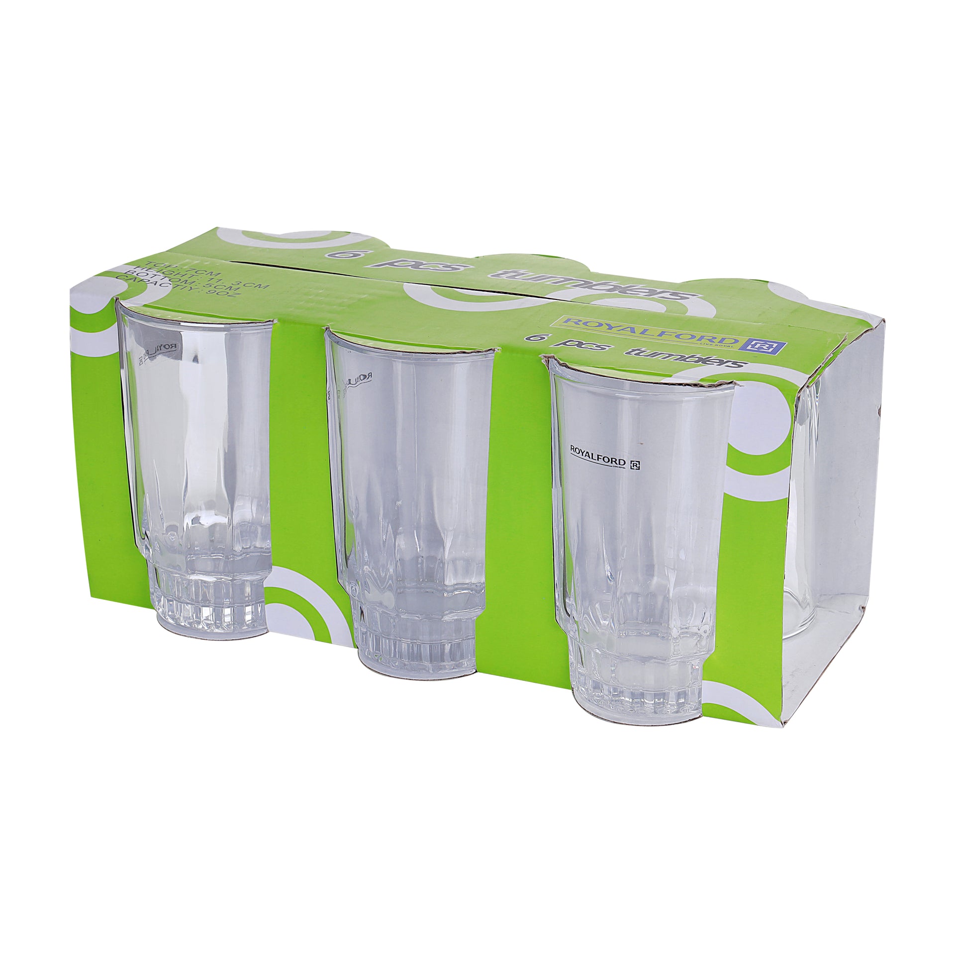 6-Piece Glass Tumbler Set Clear 266ml