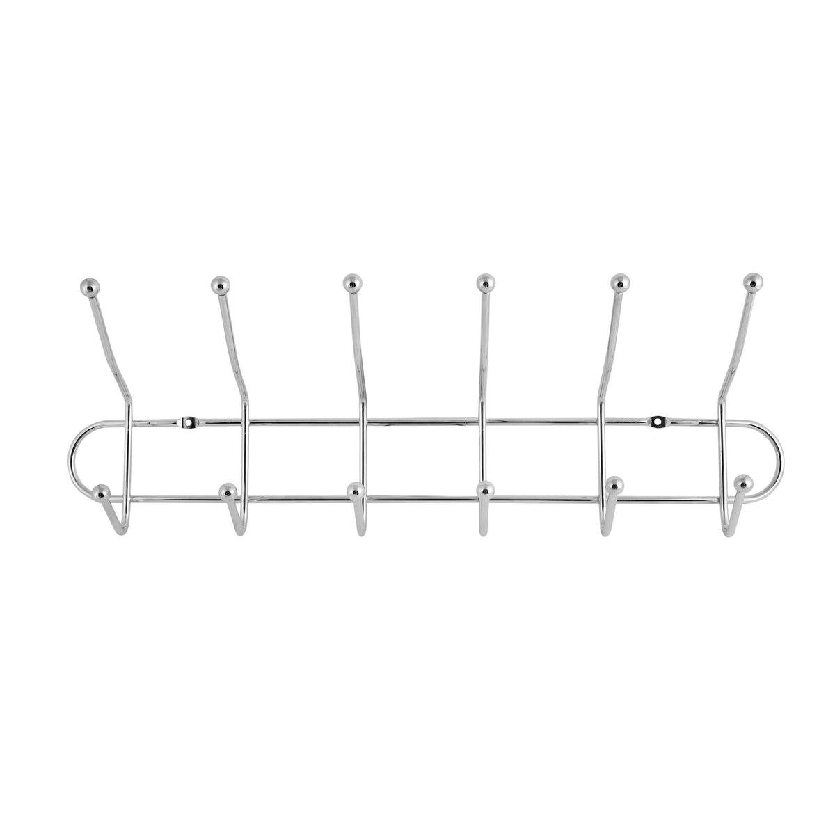 RF1426-MH6 Metal Wall Hanger with 6 Hooks – Heavy-Duty Wall Mounted Coat Rack | Multi-Purpose Organizer for Clothes, Towels, Bags, Hats & Keys | Silver