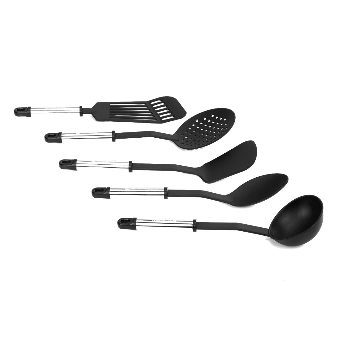 Kadai Wok Pan with Frying Pan & 5 Pcs Nylon Kitchen Tools Set | Non-Stick Aluminium Cookware Combo | Turner, Spoons & Spatula Set | Multi-Purpose Cooking Set for Home Kitchen