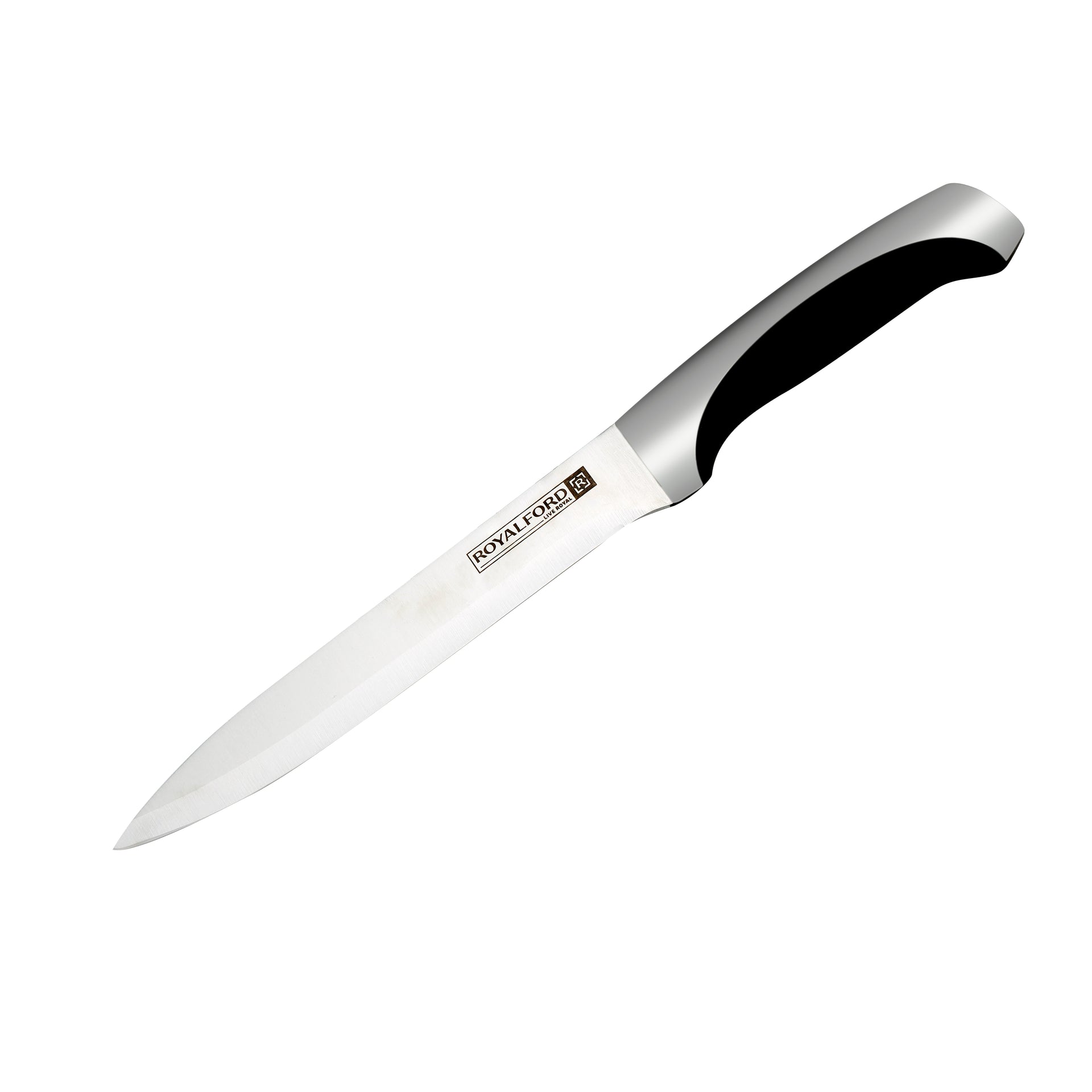 Utility Knife Premium-Grade Extra-Sharp Ss Blade With Convenient Ss+Abs Handle Silver/Black 5inch