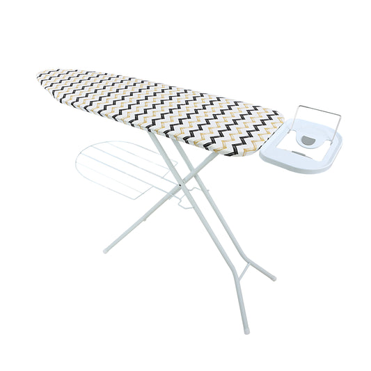 Ironing Board Suitable For Steam And Conventional Ironing Heavy Adjustment Liver Fold Flat For Storage 100 Percent Cotton Cover With Foam Pads Light Weight Easy To Carry 147x38x90 Cm Assorted / Multicolor