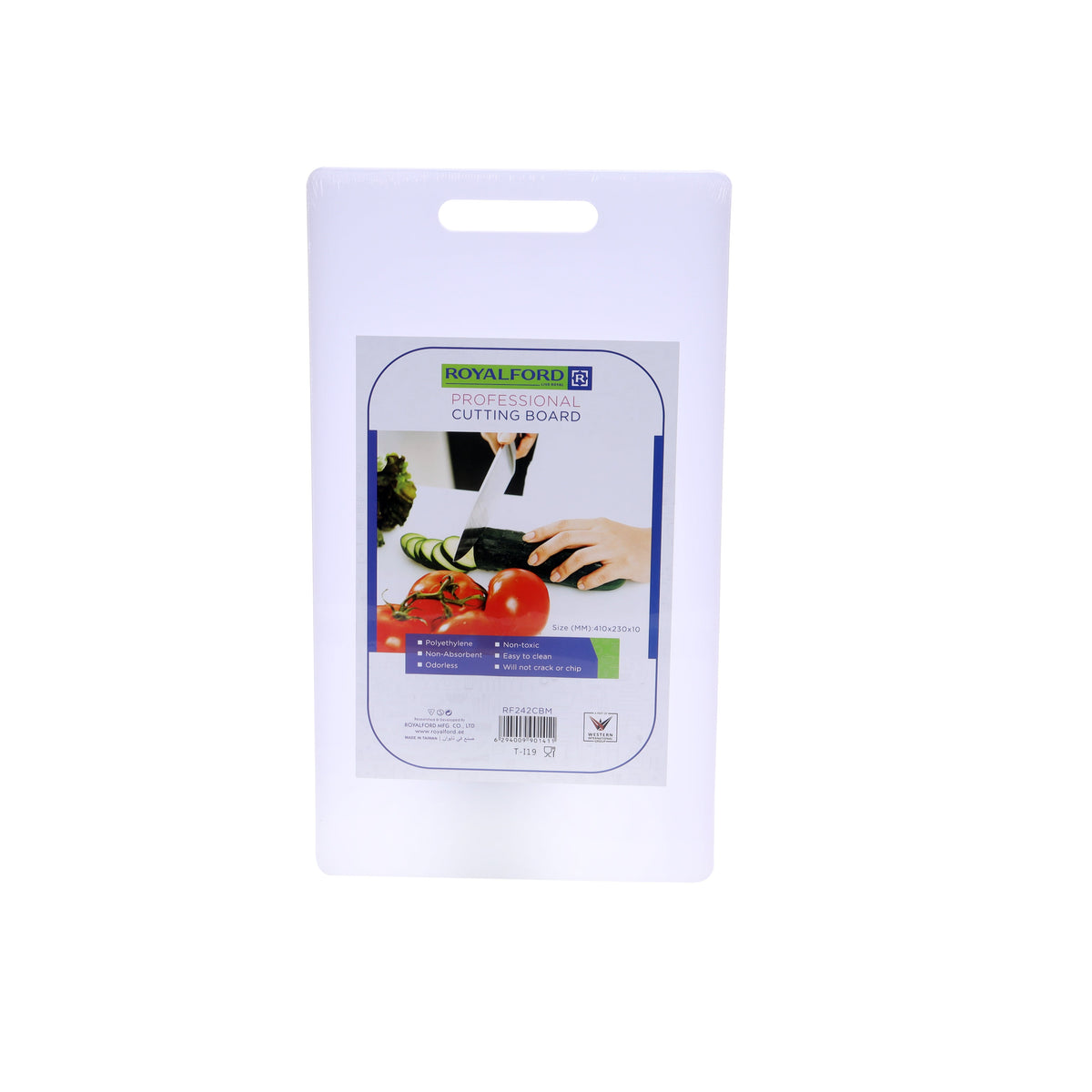 Chopping Board (Medium) - Non-Slip Base | Perfect for Fruits & Vegetables -Hanging Hole for Easy Storage - Multipurpose Dual Usage White 41x1x23cm