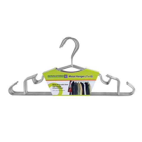 6-Piece Metal Cloth Hangers With Extra Hooks Silver