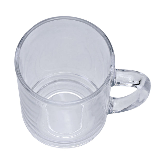 3 Pcs Glass Mug Set 8 Oz RF2752-GW | Transparent Glass Coffee & Tea Cups with Handle