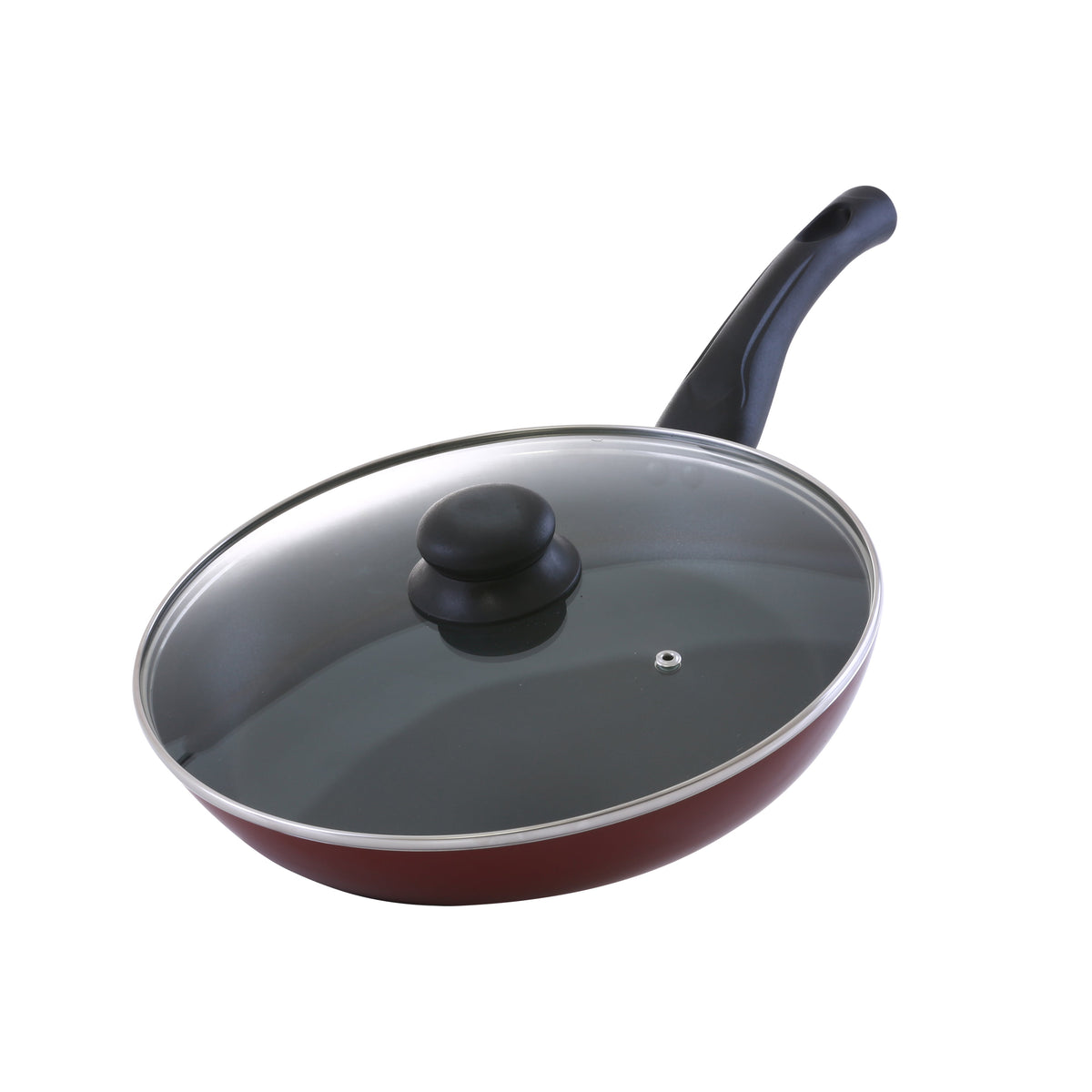 Frypan With Glass Lid Pfoa Free Lead Free 3 Layer Non-Stick Coating Cd Bottom Black/Grey With Clear Lid