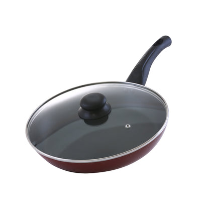 Frypan With Glass Lid Pfoa Free Lead Free 3 Layer Non-Stick Coating Cd Bottom Black/Grey With Clear Lid