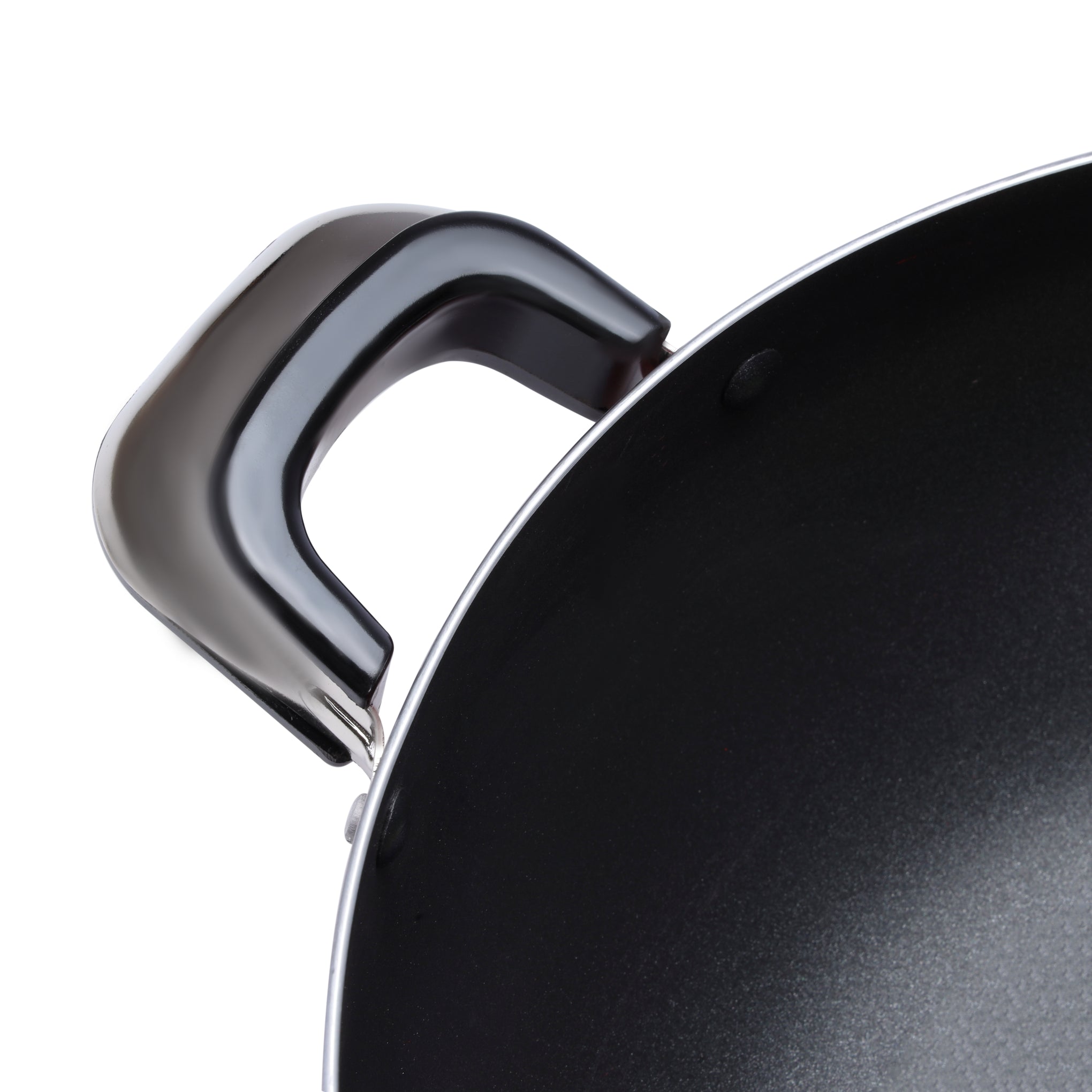 30CM Aluminium Wok Pan with CD Bottom – Induction-Safe Frying Pan with Durable Granite Non-Stick Coating, Heat-Resistant Portable Handle, Pressed Aluminium Cookware for Stir-Fry & Saute Red 30 CMcm