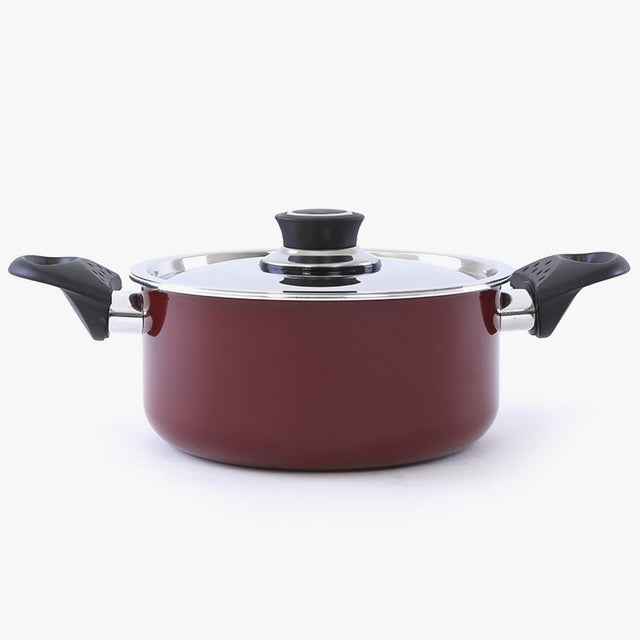18cm Non-Stick Cooking Pot with Lid | Honeycomb Technology | Aluminum Pot | Heat-Resistant Handles
