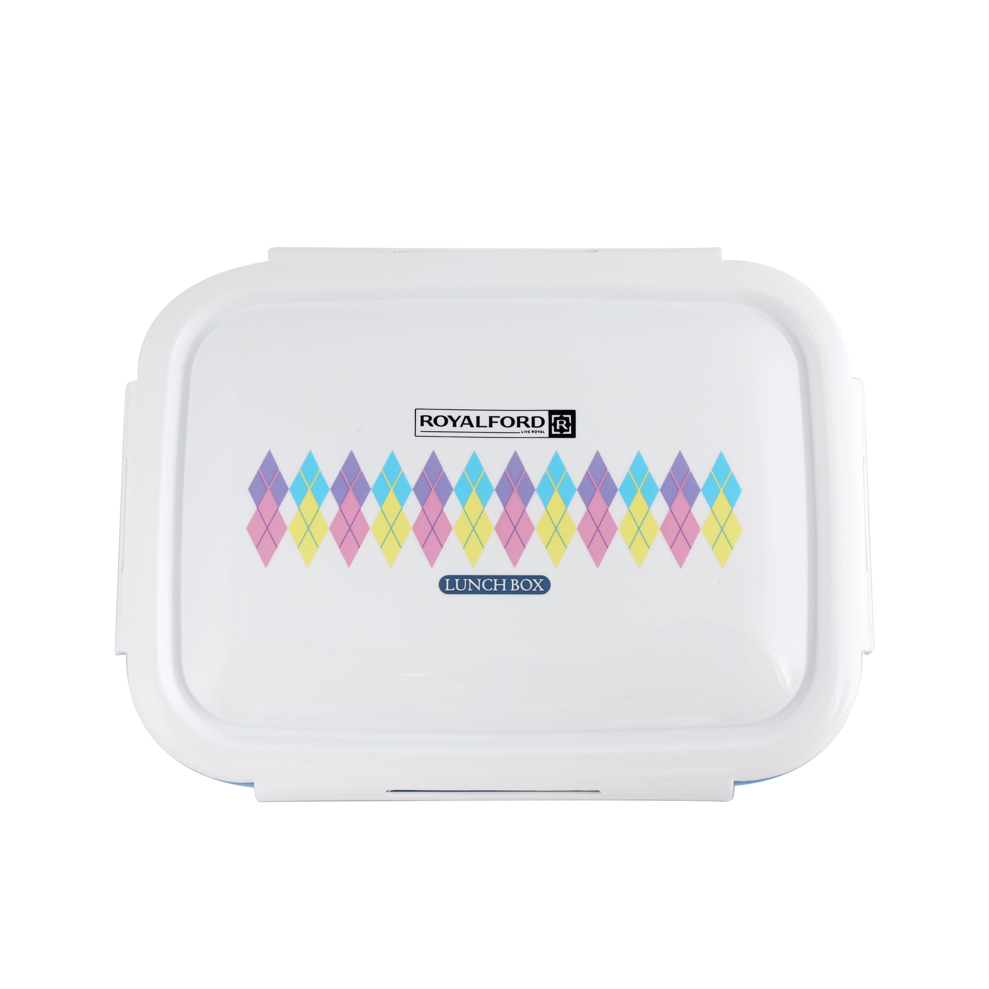 Airtight Lunch Box With Spoon Blue With White/Grey With White-Assorted 1.35Liters