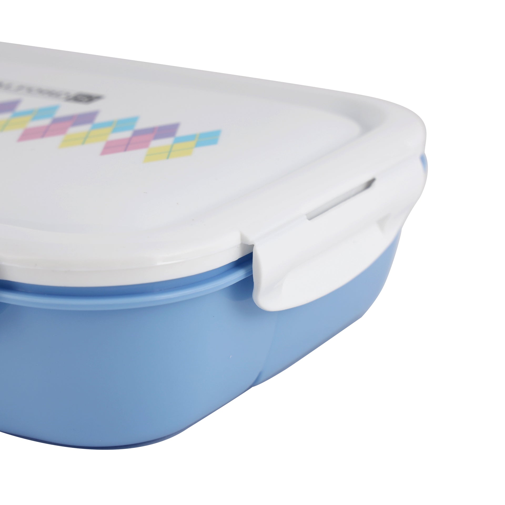 Airtight Lunch Box With Spoon Blue With White/Grey With White-Assorted 1.35Liters