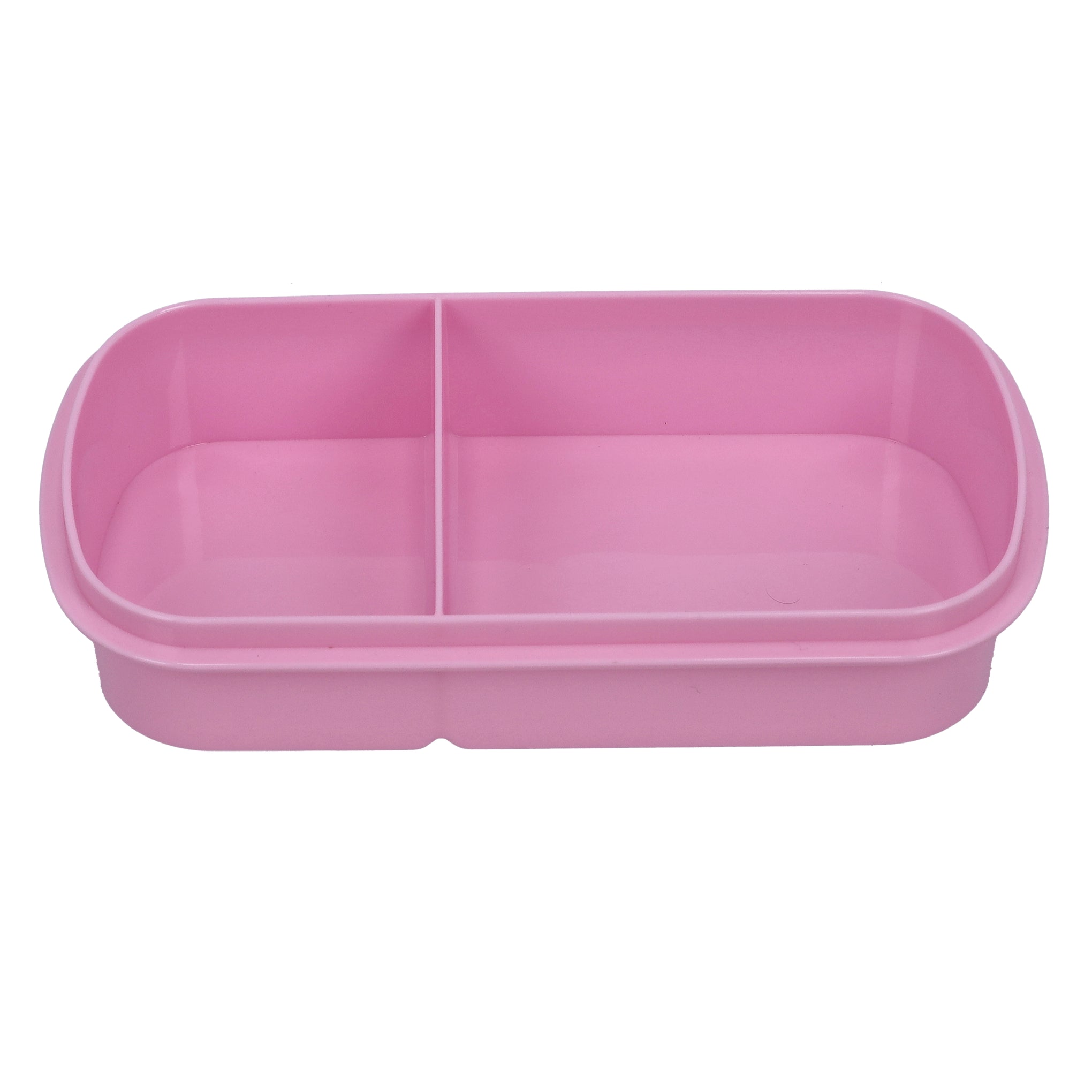 2Layer Airtight Lunch Box 1+2 Compartments With Spoon Bpa Free 100% Food Grade Meterial Pink/White 1.4Liters