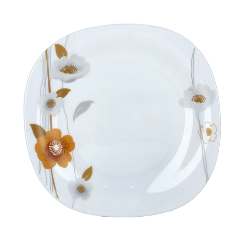 8.5" Square Dessert Plate – White Floral Design