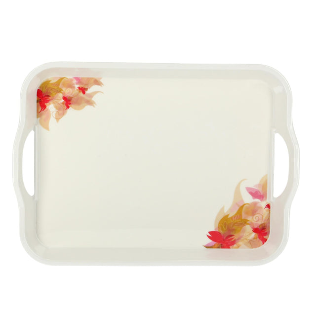 Melamine Serving Tray With Handle White/Yellow/Red 17.5inch