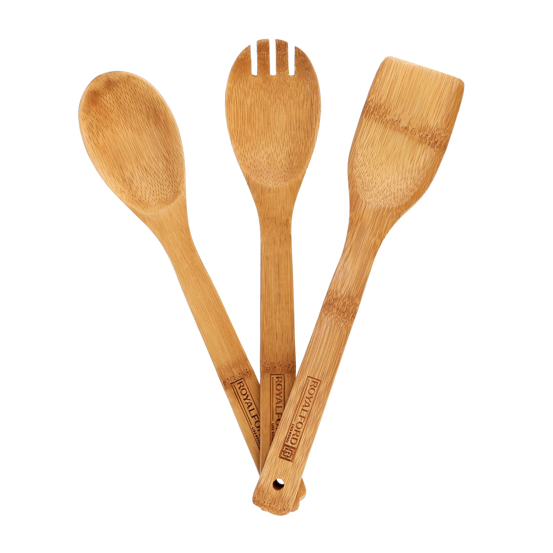 3-Piece Bamboo Kitchen Tools Brown 30X6X2.7cm