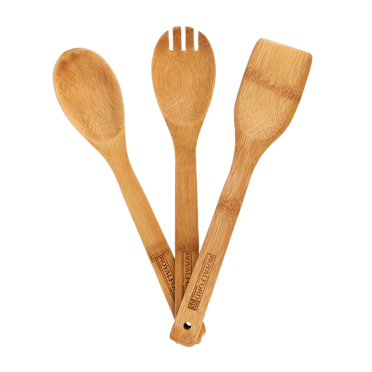 3-Piece Bamboo Kitchen Utensil Set | Solid Turner, Spatula & Slotted Spatula | Eco-Friendly Wooden Cooking Tools | Natural Bamboo Kitchen Essentials