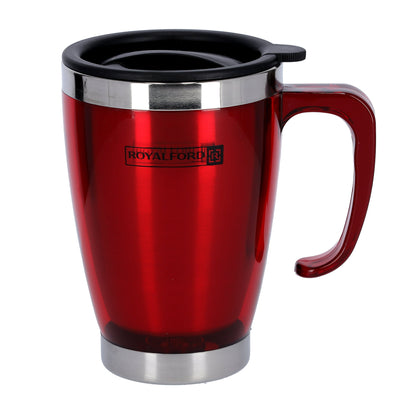 400ml Double Wall Stainless Steel Travel Mug with Leak-Resistant Lid & Ergonomic Handle, Red – RF5129RD
