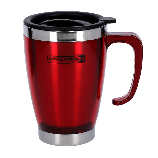400ml Double Wall Stainless Steel Travel Mug with Leak-Resistant Lid & Ergonomic Handle, Red – RF5129RD