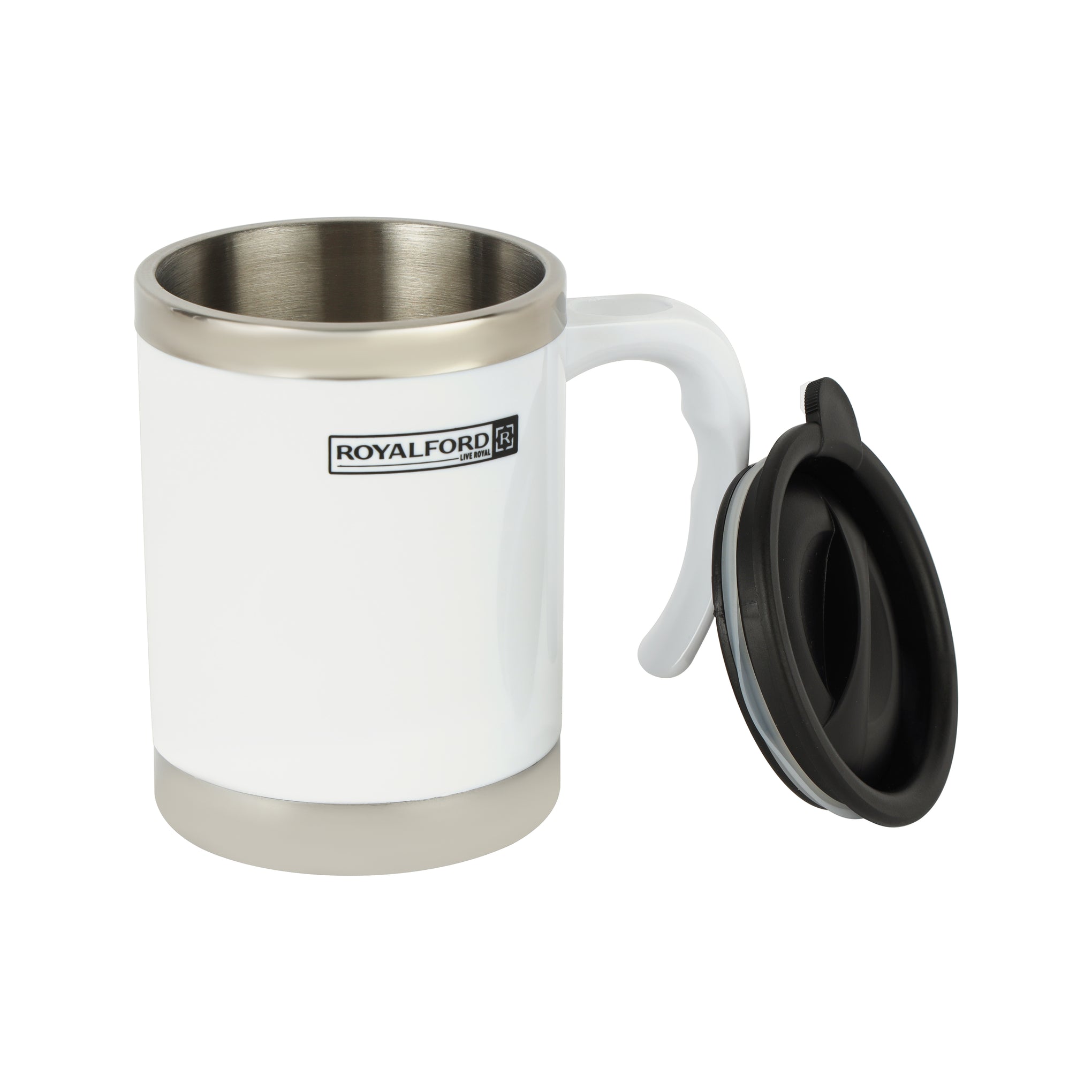 Double Wall Travel Mug 400Ml Ss 304 Inner Pot Hot Cold Silver/Black