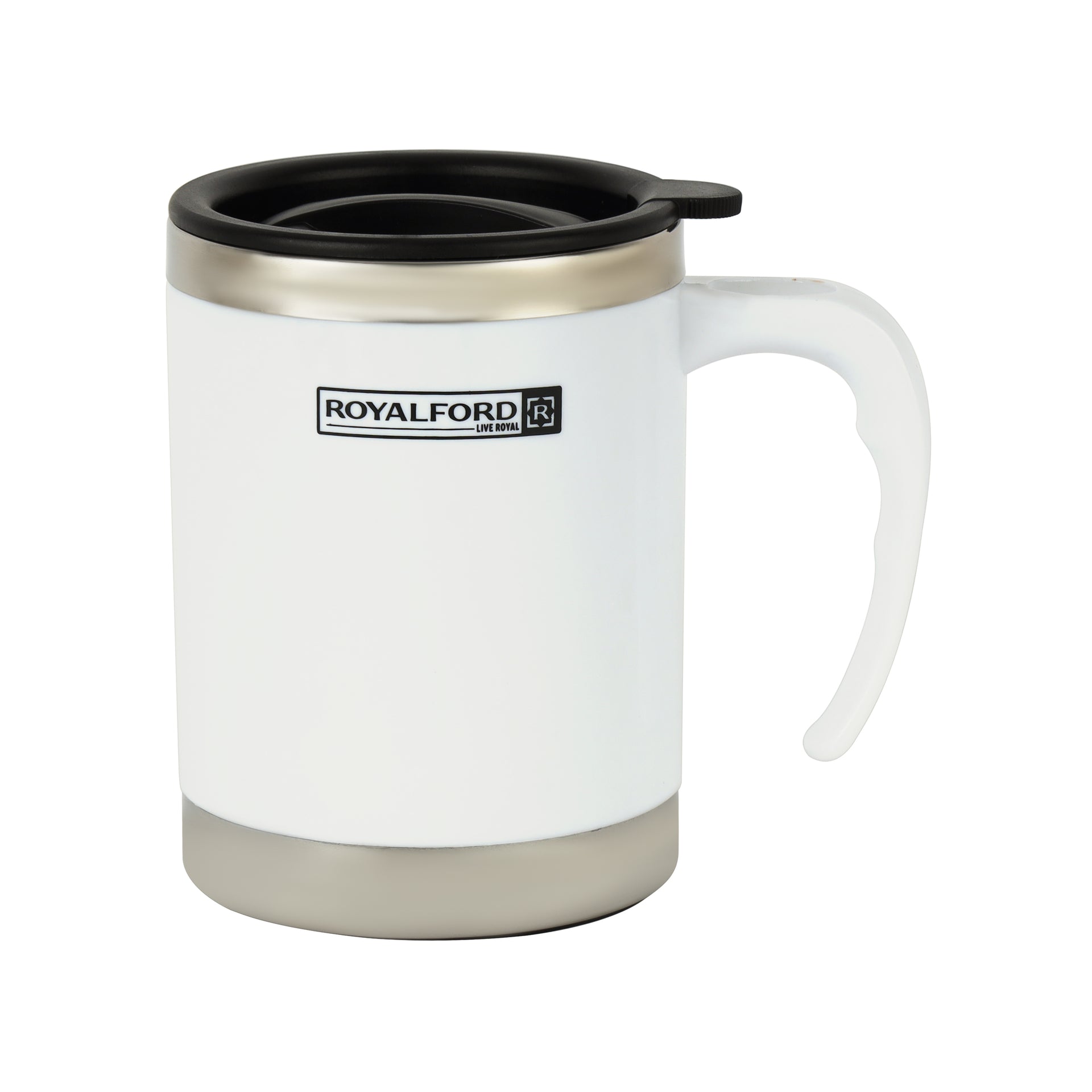 Double Wall Travel Mug 400Ml Ss 304 Inner Pot Hot Cold Silver/Black