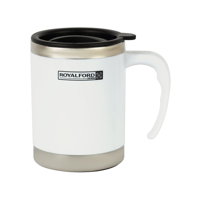 Double Wall Travel Mug 400Ml Ss 304 Inner Pot Hot Cold Silver/Black