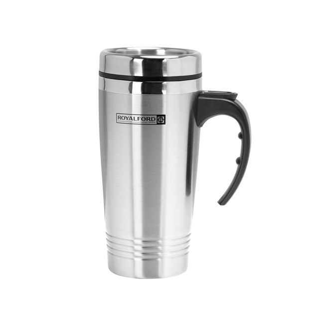 Travel Mug With Double Wall Stainless Steel Portable & Leak Proof Silver 470ml