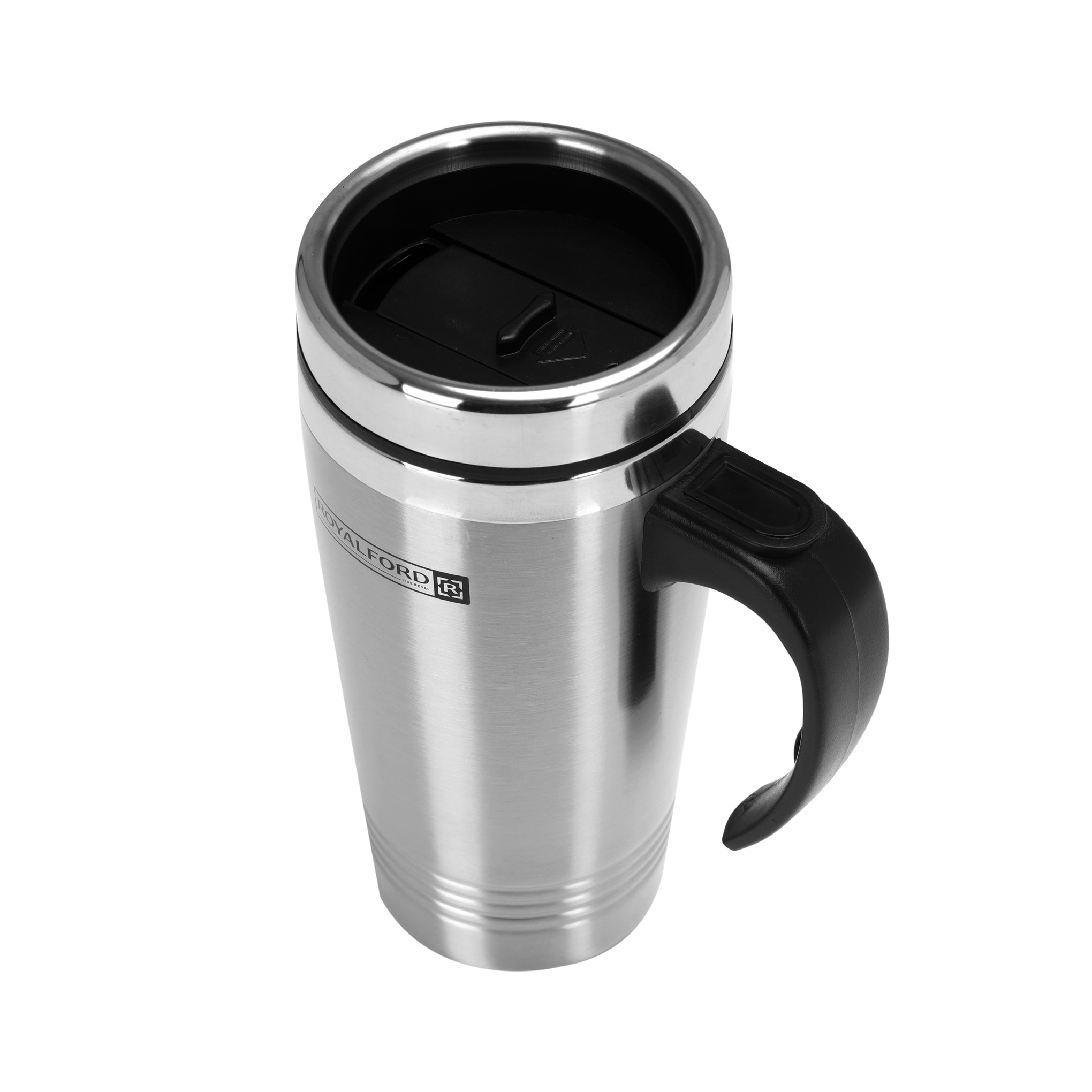 Travel Mug With Double Wall Stainless Steel Portable & Leak Proof Silver 470ml