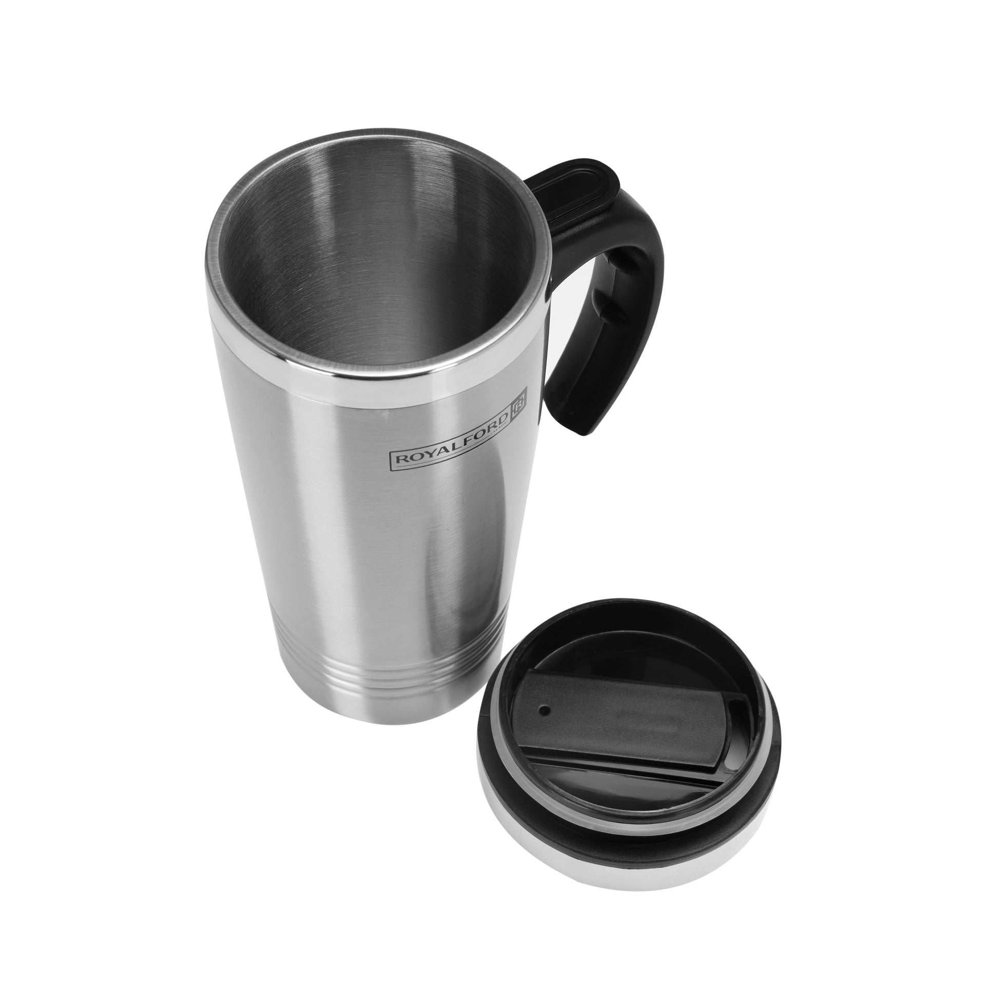 Travel Mug With Double Wall Stainless Steel Portable & Leak Proof Silver 470ml