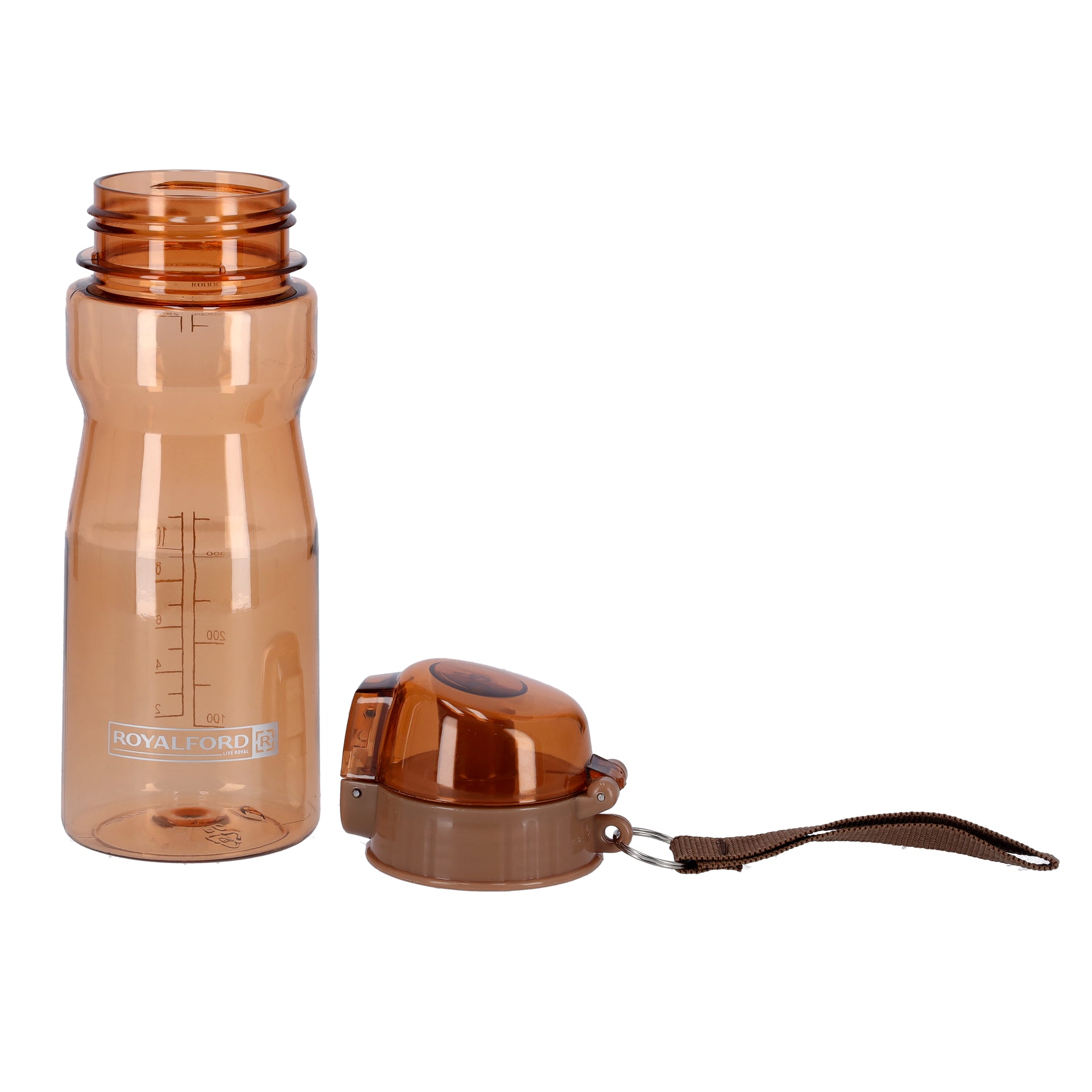 Water Bottle with Volume Marker Coffee 600ml