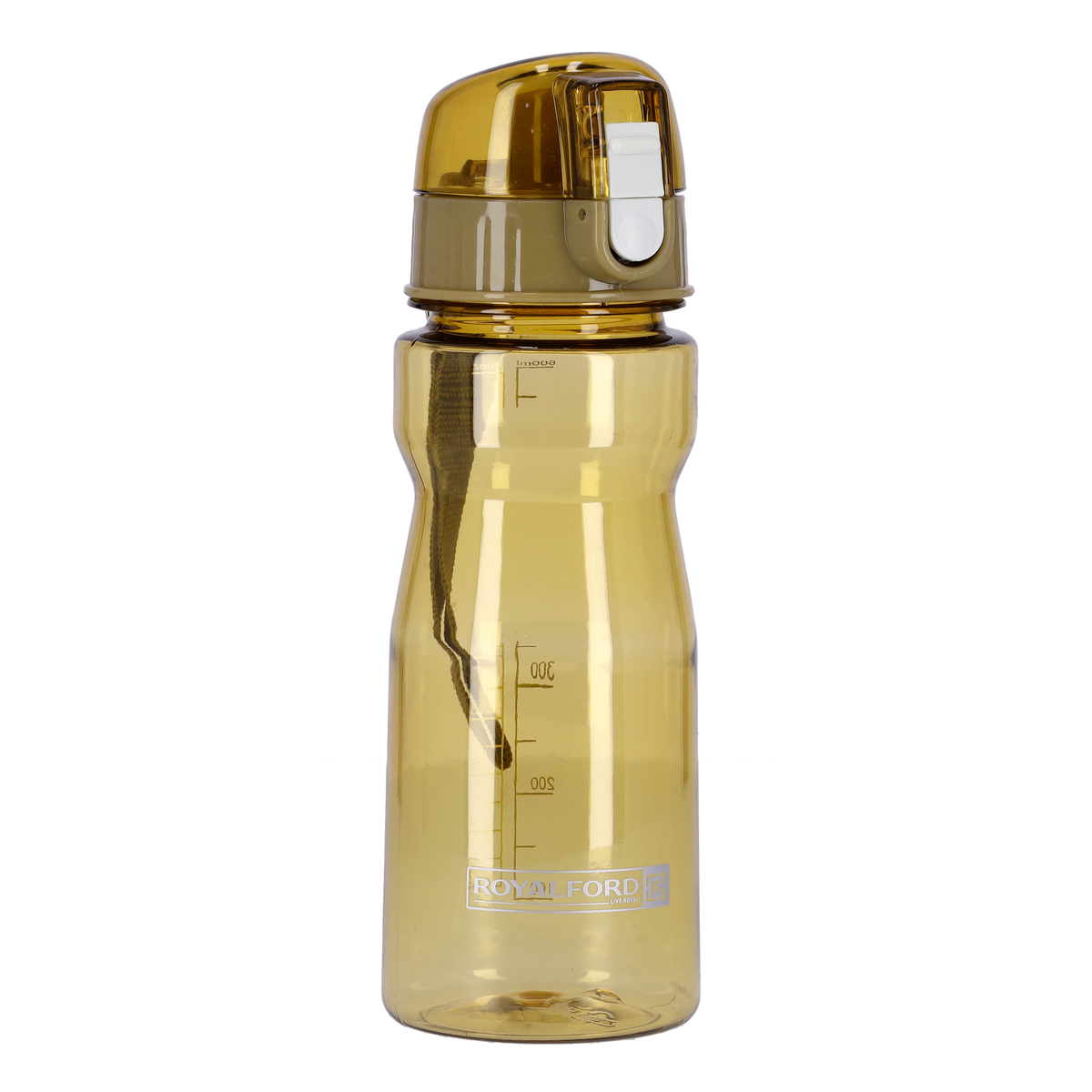 Water Bottle- Reusable Water Bottle | Wide Mouth with Hanging Clip | Button Lock Lid with Transparent Body | Perfect while Travelling Golden 600ml