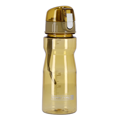Water Bottle- Reusable Water Bottle | Wide Mouth with Hanging Clip | Button Lock Lid with Transparent Body | Perfect while Travelling Golden 600ml