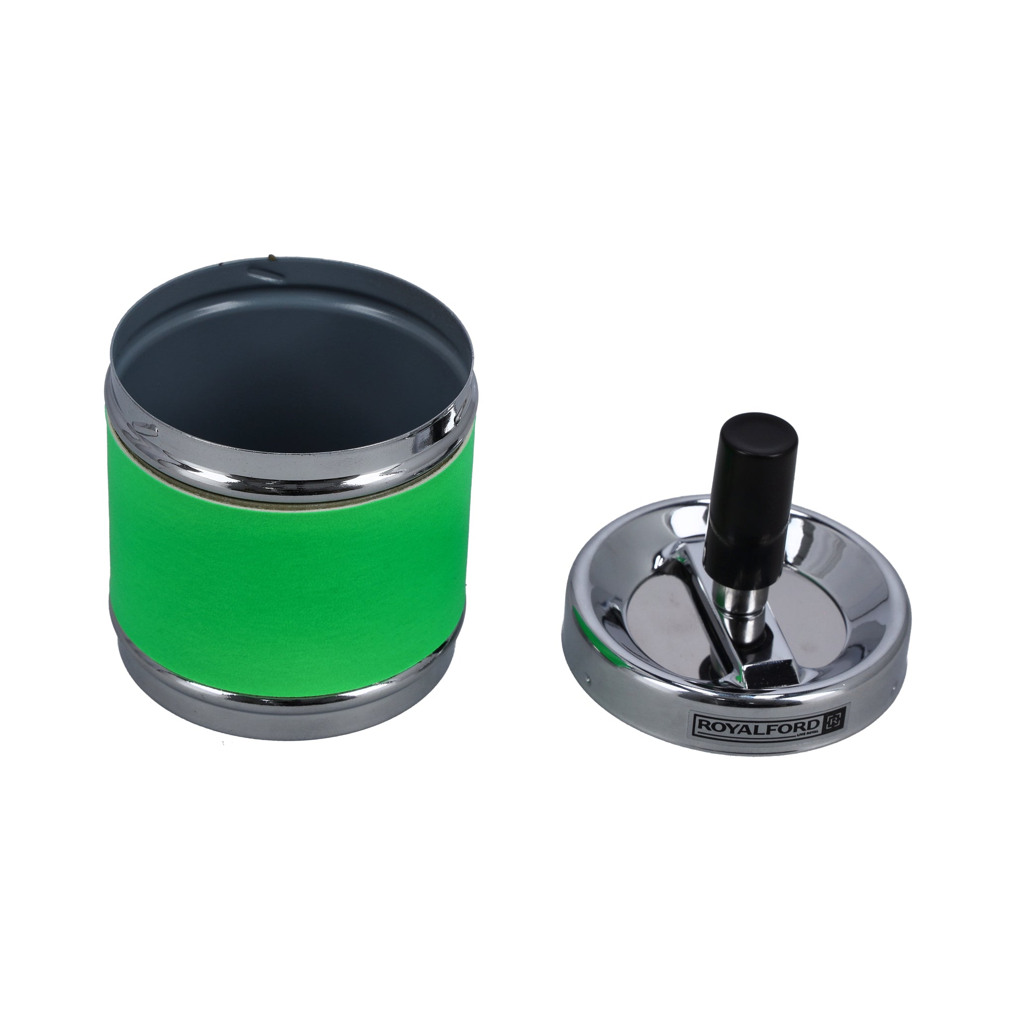Stainless Steel Ashtray Silver/Green/Black 6.7x6.7x11.6cm