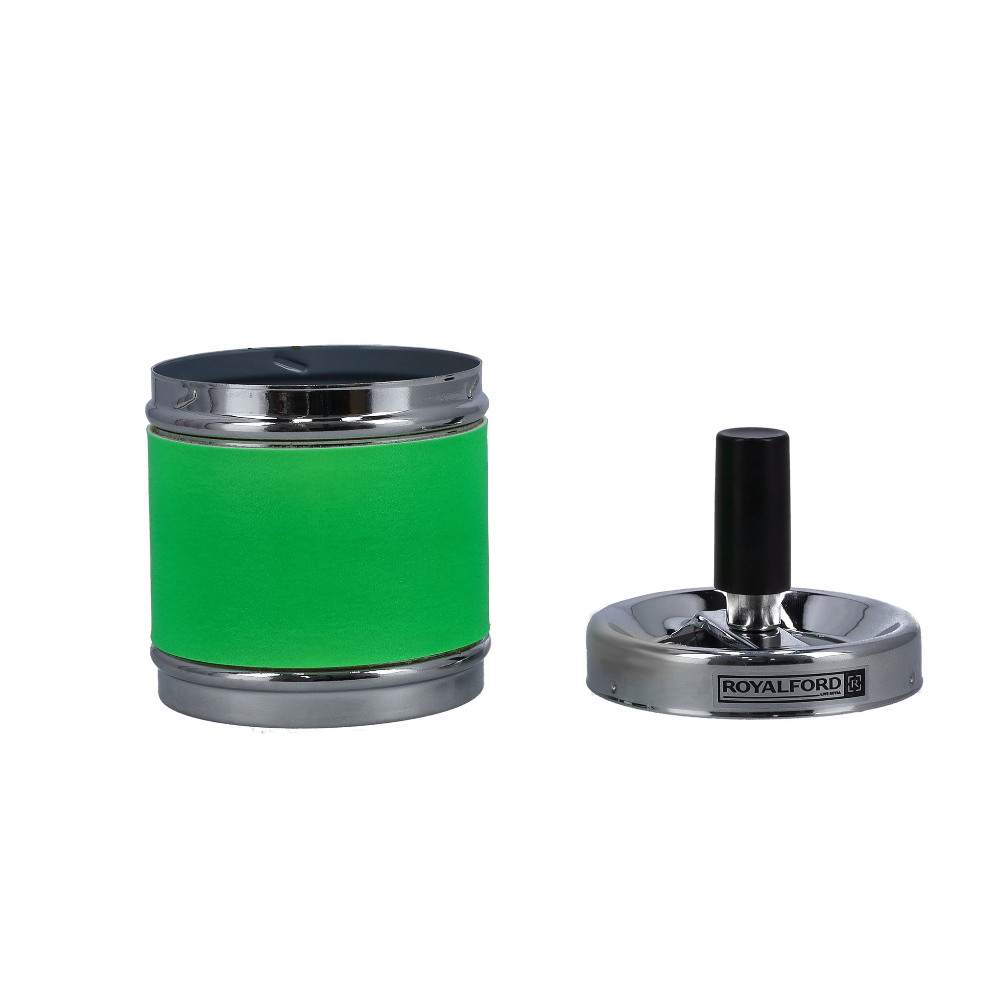 Stainless Steel Ashtray Silver/Green/Black 6.7x6.7x11.6cm
