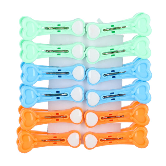 Clothes Clips Premium Quality Plastic Assorted Colors Multicolor 12Pcs Assorted Colours