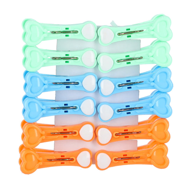 Clothes Clips Premium Quality Plastic Assorted Colors Multicolor 12Pcs Assorted Colours