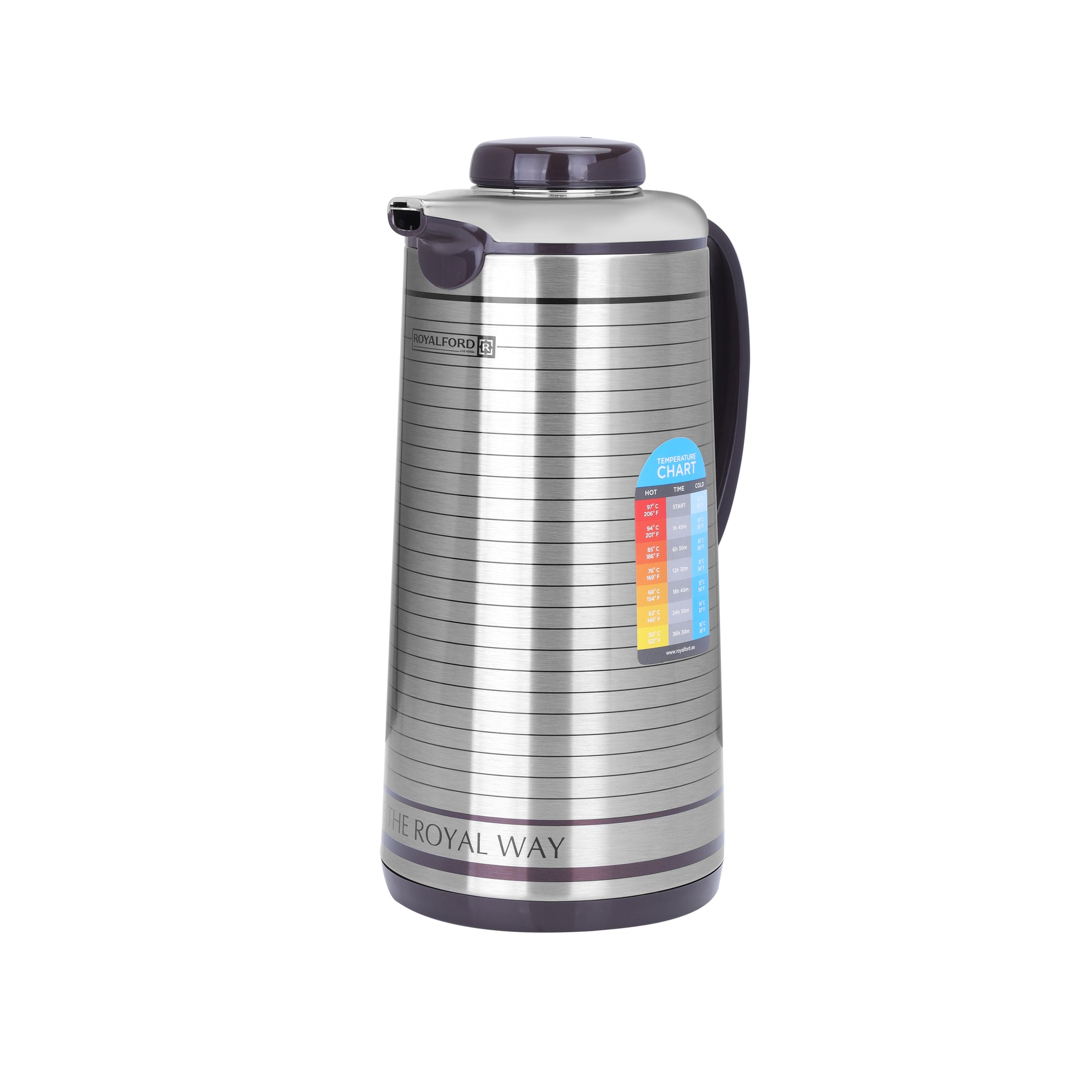 Vacuum Flask Double Wall 1000Ml 24 Hours Cold Multicolor Silver/Dark Brown