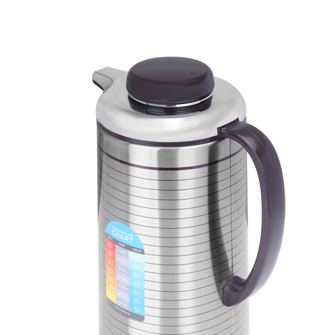 Royalford RF5289 1.3L Vacuum Flask - Portable Heat Insulated Thermos for Keeping Hot/Cold Long Hours, Multi-Walled for Coffee, Hot Water, Tea, Perfect Pouring Spot | Ideal for Occasion, Commercial & Outings Silver/Black