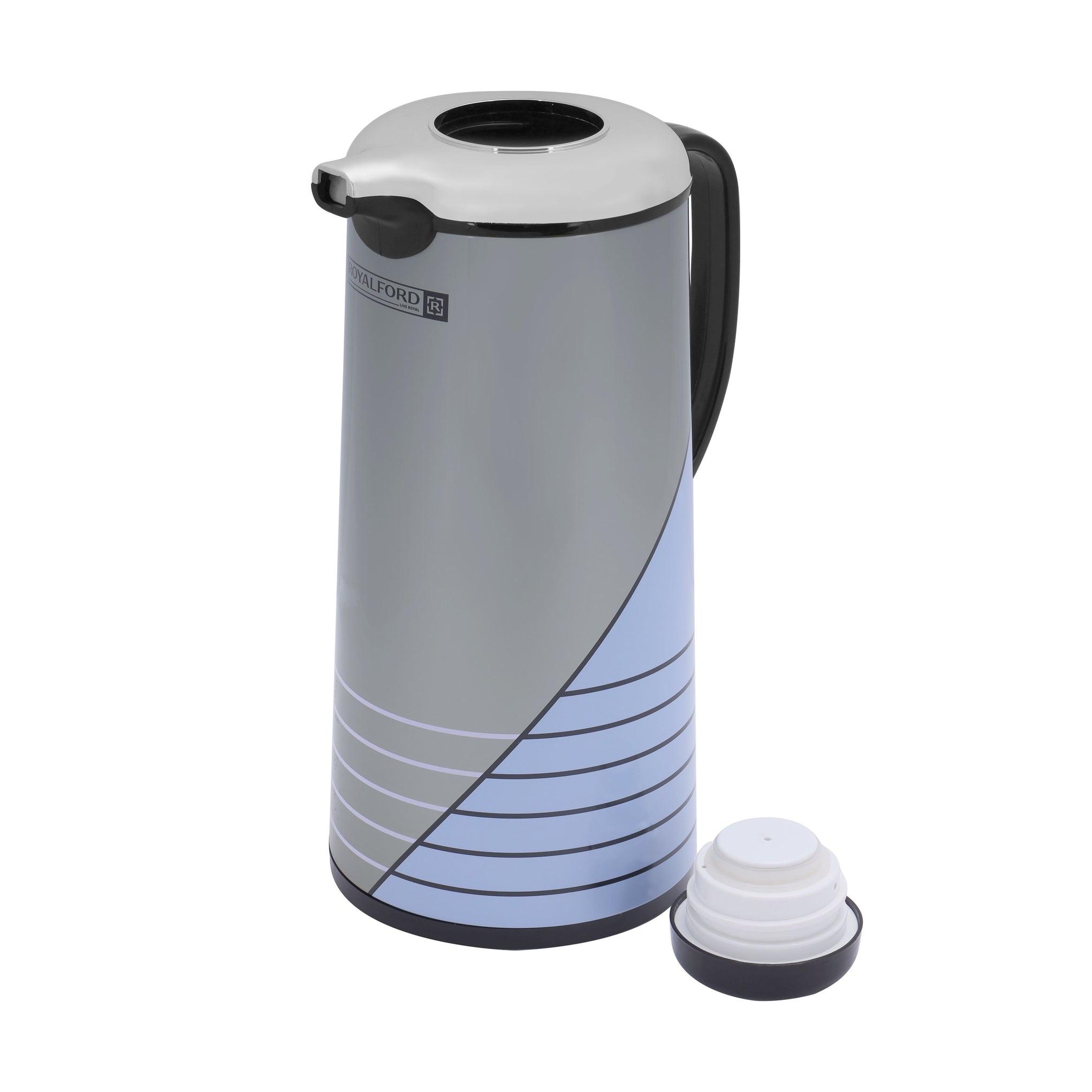 Vacuum Flask Double Wall 1000Ml Hot And Cold Strong And Durable Iron Bosy With Glass Inner Multicolor Silver/Blue/Black