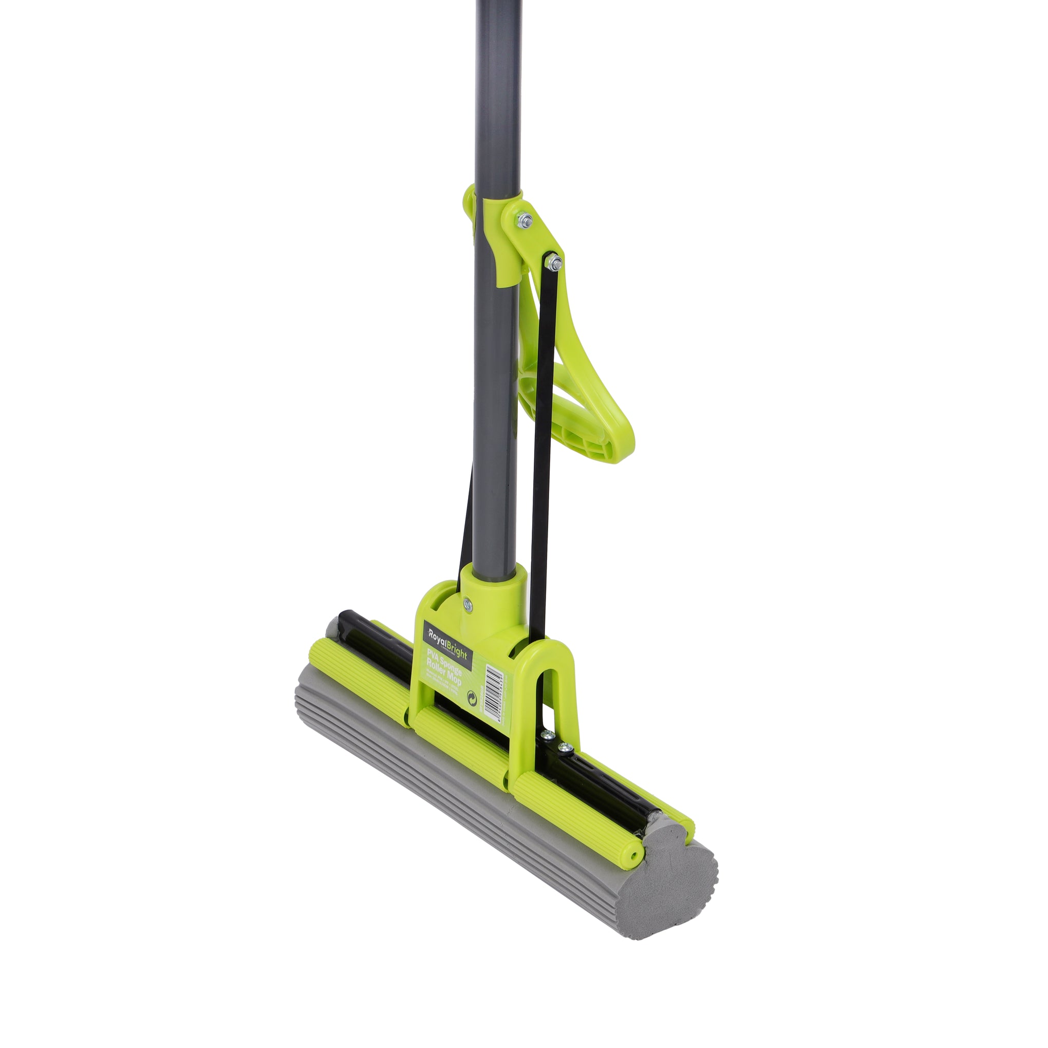 Sponge Roller Mop with Handle – Green & Grey | Super Absorbent Floor Cleaning Mop with Squeeze Wringer for Home & Office Use