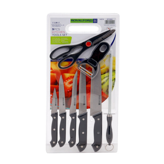 9Pcs Kitchen Tools Set Multi Color Stainless Steel Blades With Pp Handle