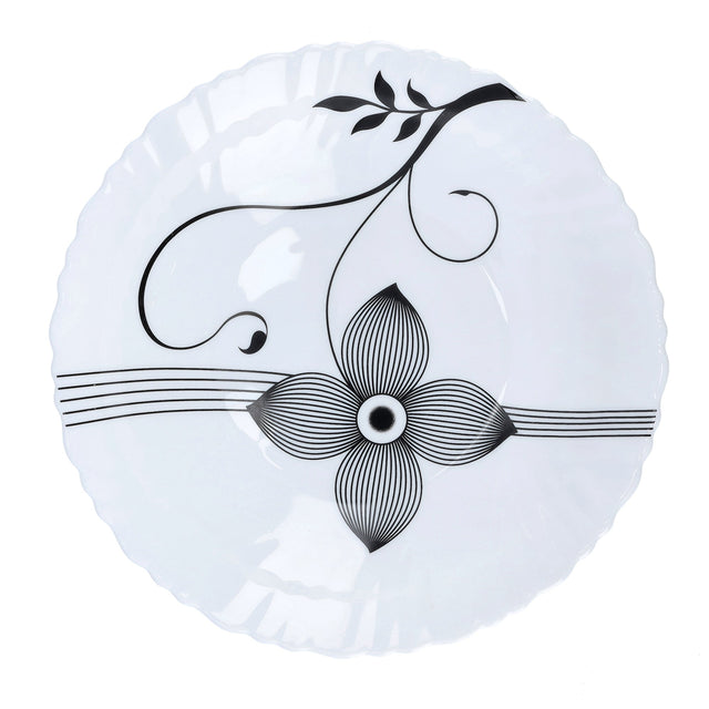 Floral Printed Dinner Plate White/Black 7.5cm