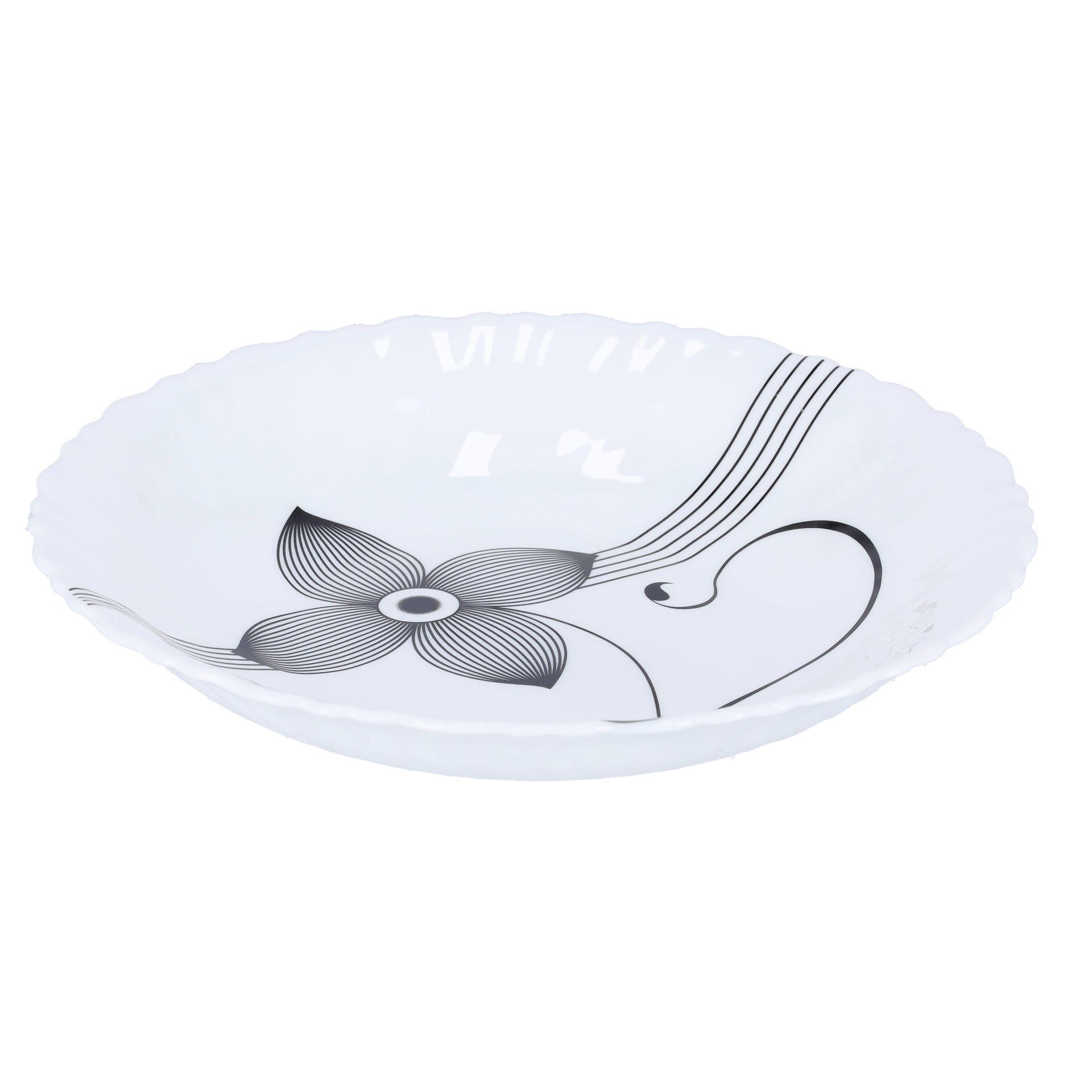 Floral Printed Dinner Plate White/Black 7.5cm