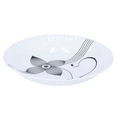 Floral Printed Dinner Plate White/Black 7.5cm