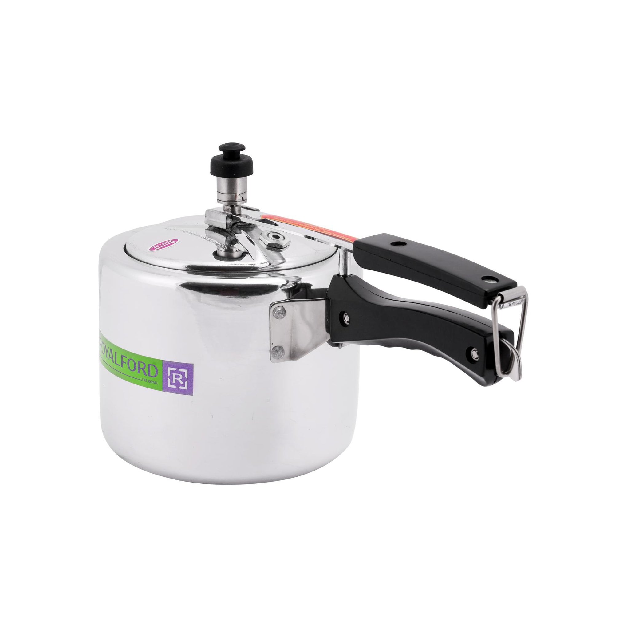 Aluminium Pressure Cooker – 3L with Inner Lid, Free Extra Gasket & Safety Valve, Durable Silver Cookware for Fast & Safe Cooking – Suitable for Gas & Induction Hob Use Silver 3.0Liters