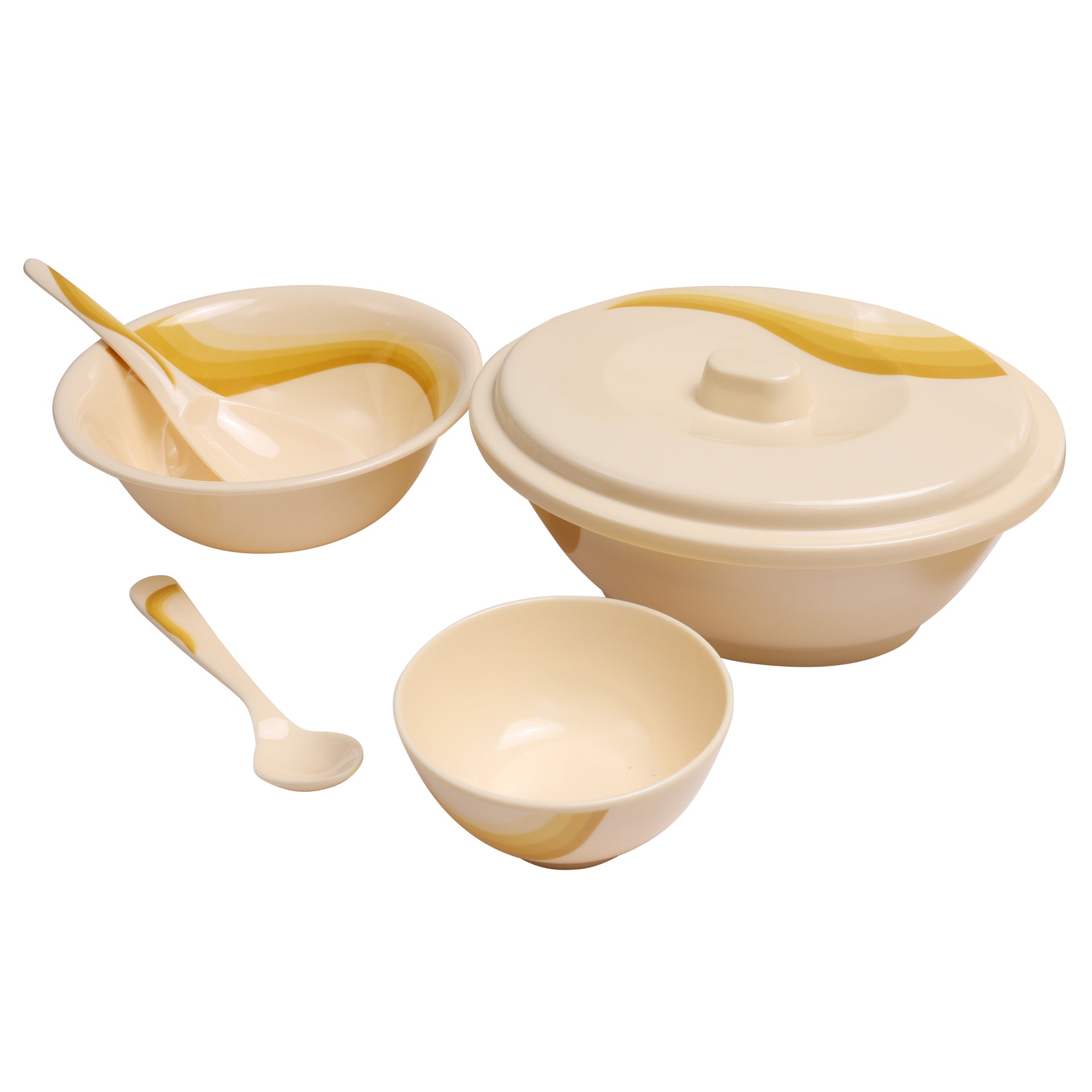 40 Pcs Melamine Ware Dinner Set - Durable & Safe, Ergonomic Design and Versatile |Useful for breakfast, lunch, dinner| Ideal for home, parties, catering, hotels & restaurants Yellow 10inch