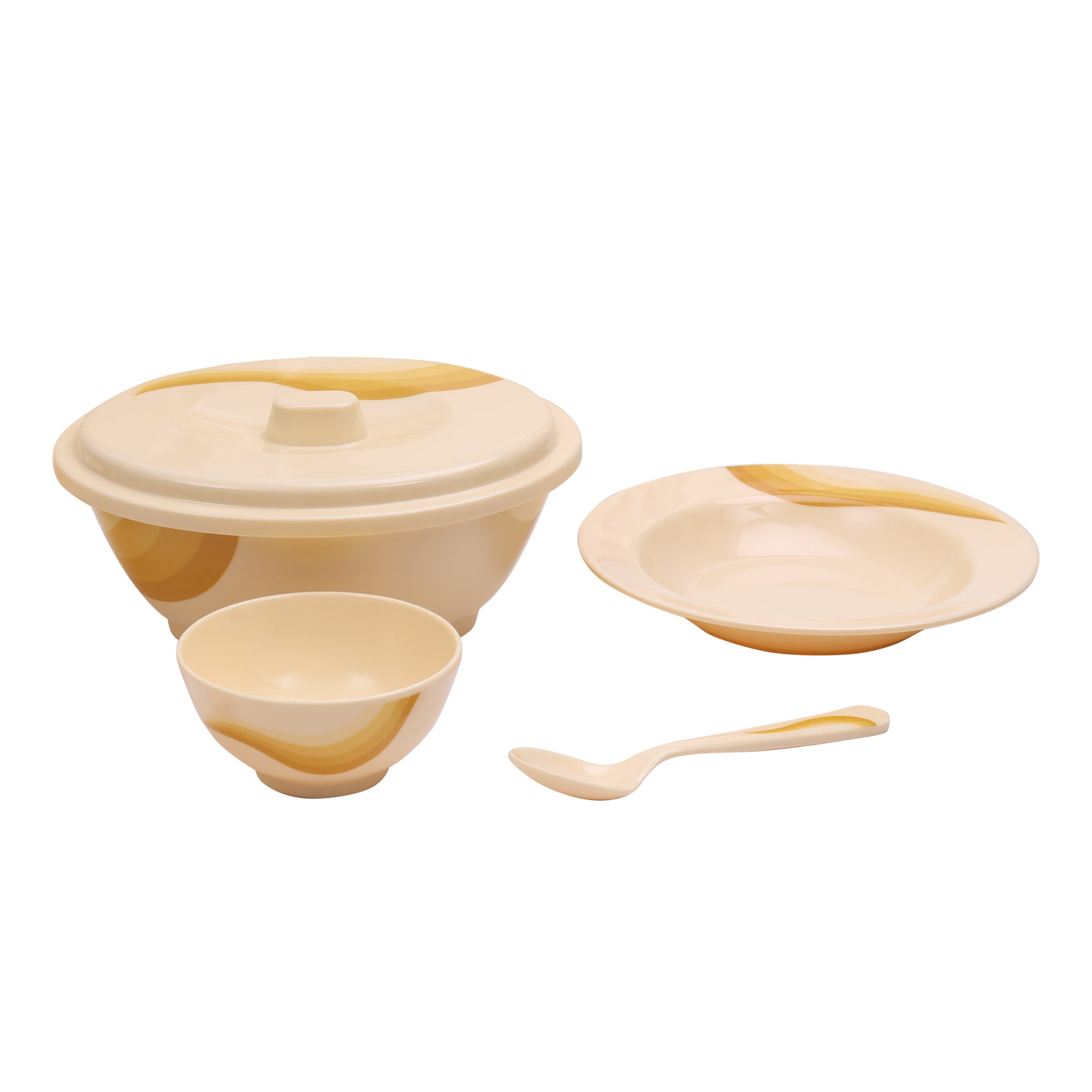 40 Pcs Melamine Ware Dinner Set - Durable & Safe, Ergonomic Design and Versatile |Useful for breakfast, lunch, dinner| Ideal for home, parties, catering, hotels & restaurants Yellow 10inch