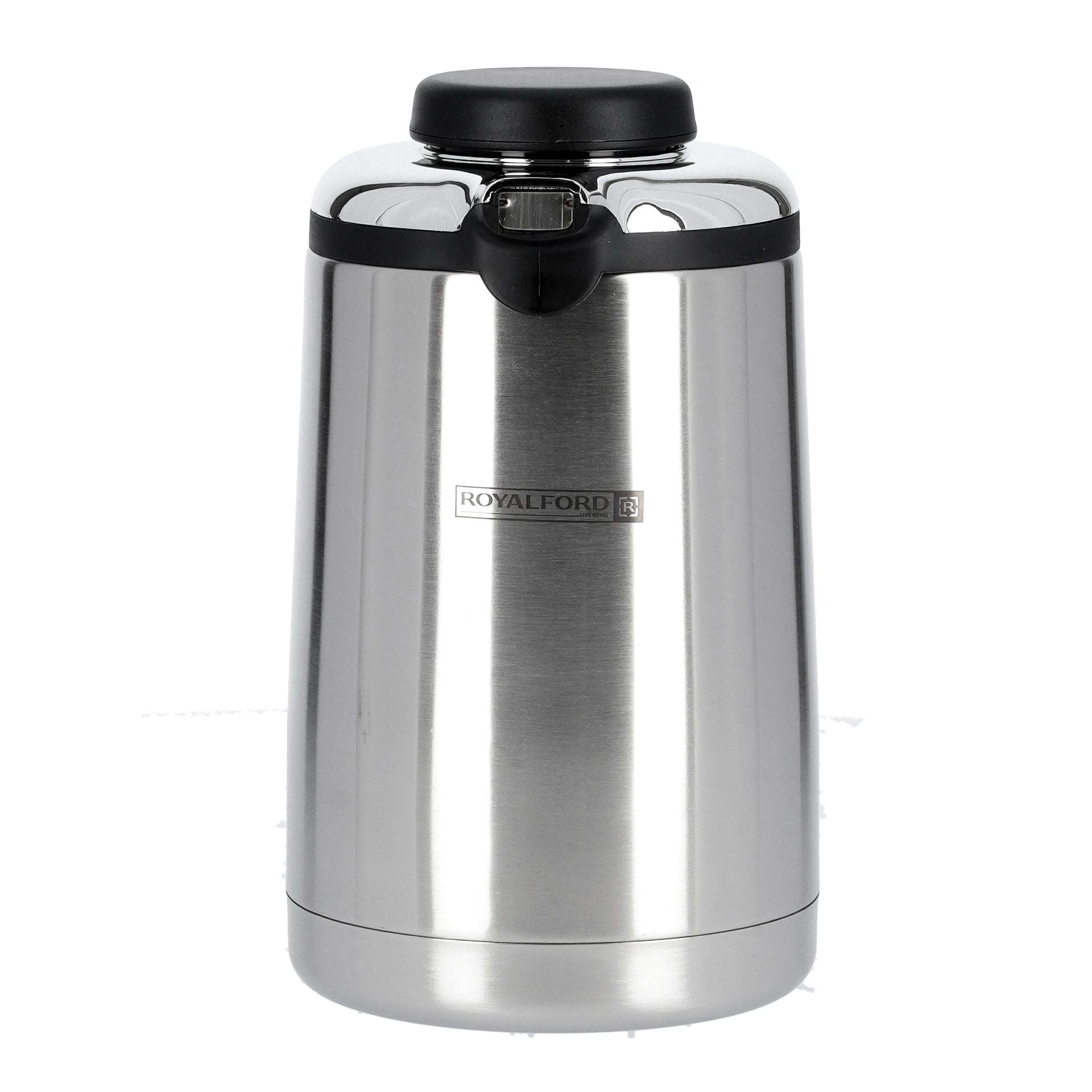 Royalford RF6894 Steel Vacuum Flask - 1 L| Leak-proof & Portable | 12 Hours Hold & Cold| Ideal for tea, coffee, hot chocolate, soup, smoothies & more Silver/Black 1Liters